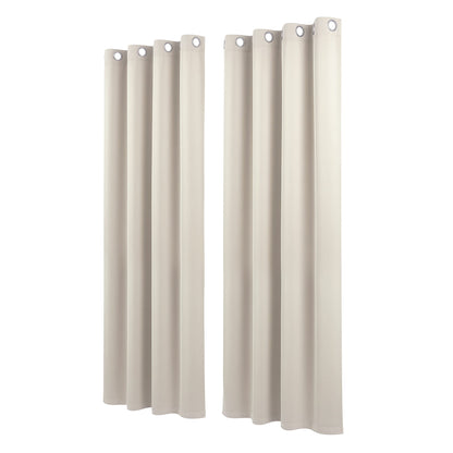 Artiss Blockout Curtains 2X 132x213cm Thermal Insulated Eyelet Drapes Beige - Image 4