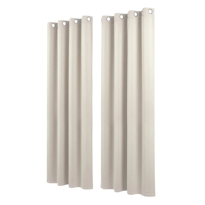Artiss Blockout Curtains 2X 132x213cm Thermal Insulated Eyelet Drapes Beige - Image 4