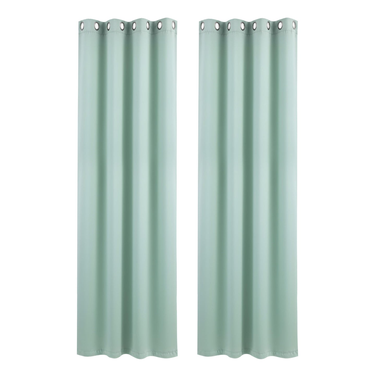 Artiss Blockout Curtains 2X 132x213cm Thermal Insulated Eyelet Drapes Green - Image 2
