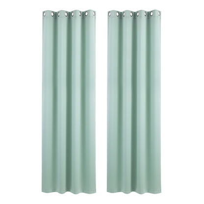 Artiss Blockout Curtains 2X 132x213cm Thermal Insulated Eyelet Drapes Green - Image 2
