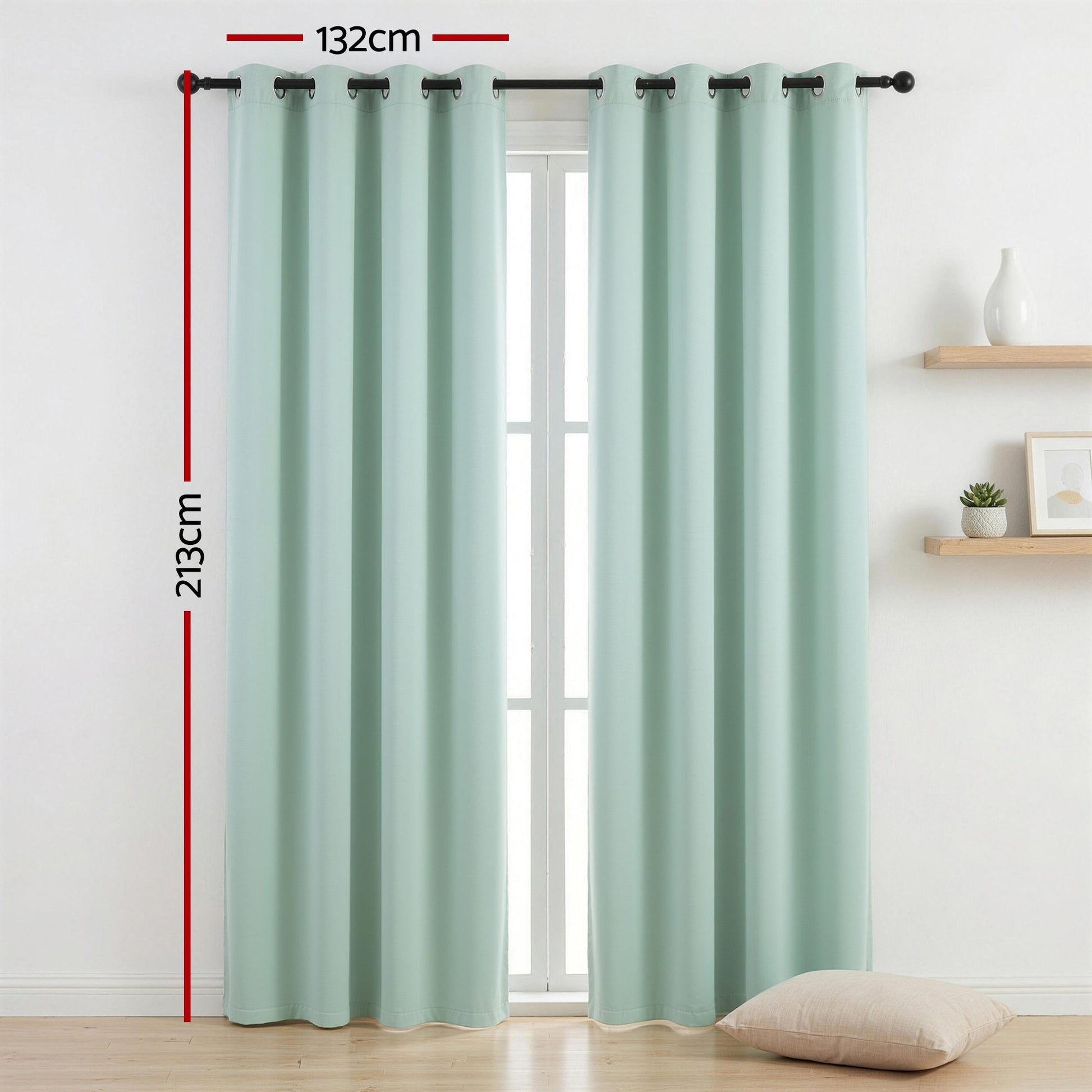 Artiss Blockout Curtains 2X 132x213cm Thermal Insulated Eyelet Drapes Green - Image 3