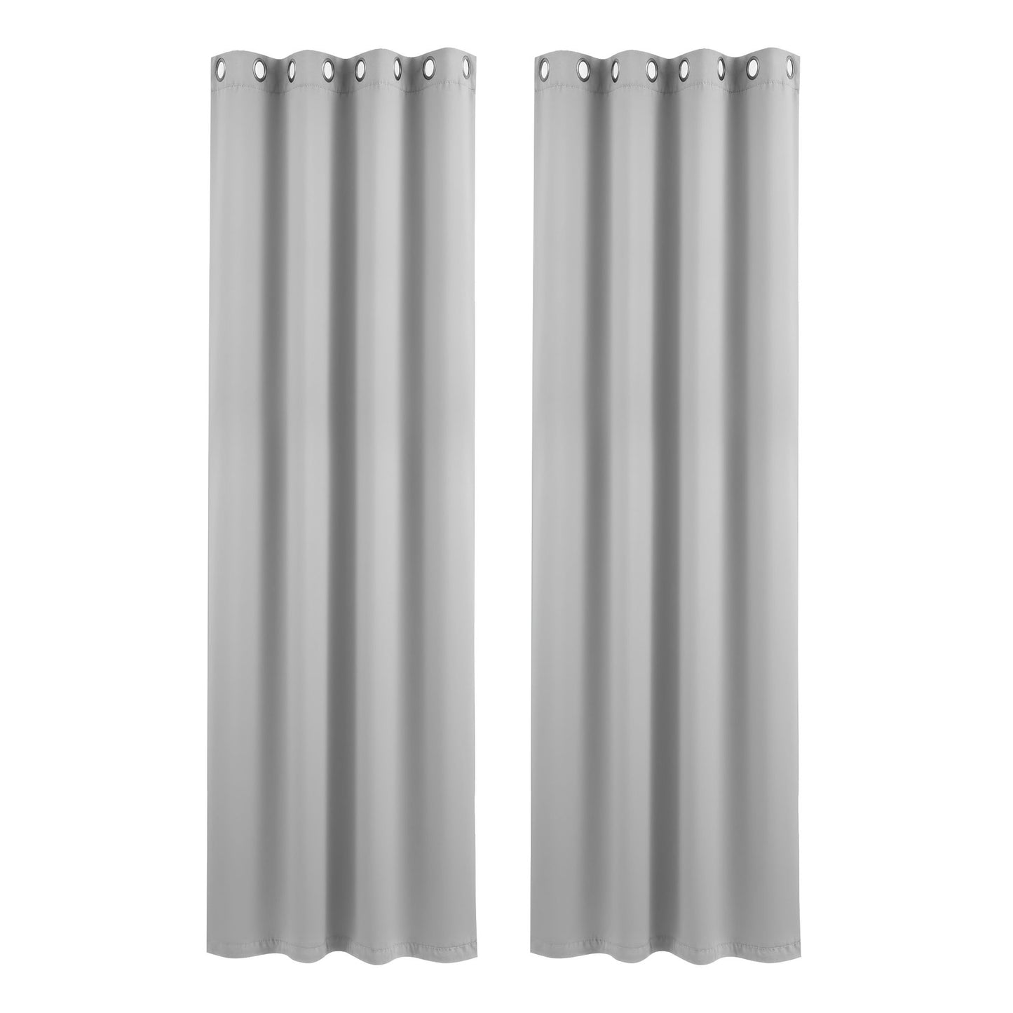 Artiss Blockout Curtains 2X 132x213cm Thermal Insulated Eyelet Drapes Grey - Image 2