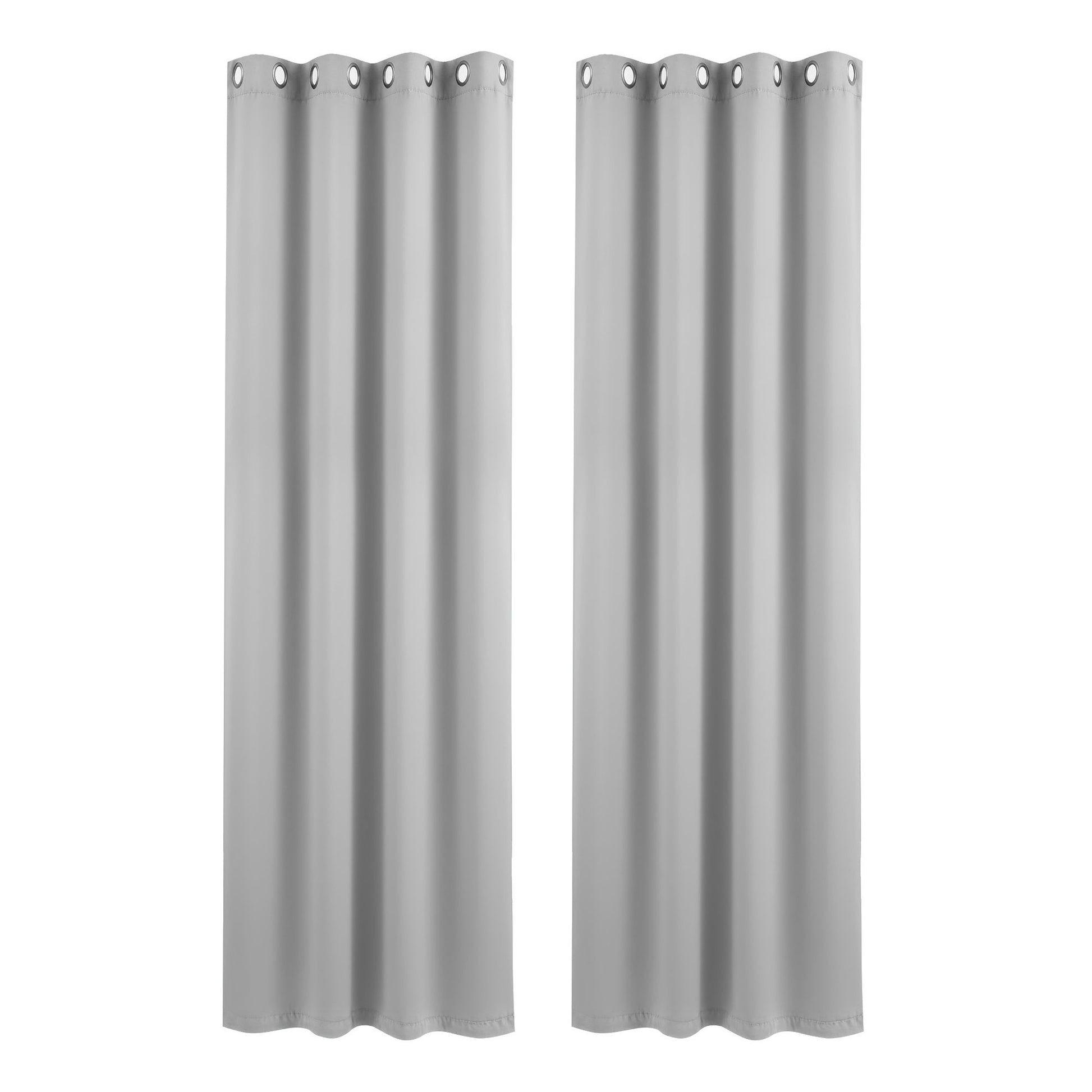 Artiss Blockout Curtains 2X 132x213cm Thermal Insulated Eyelet Drapes Grey - Image 2