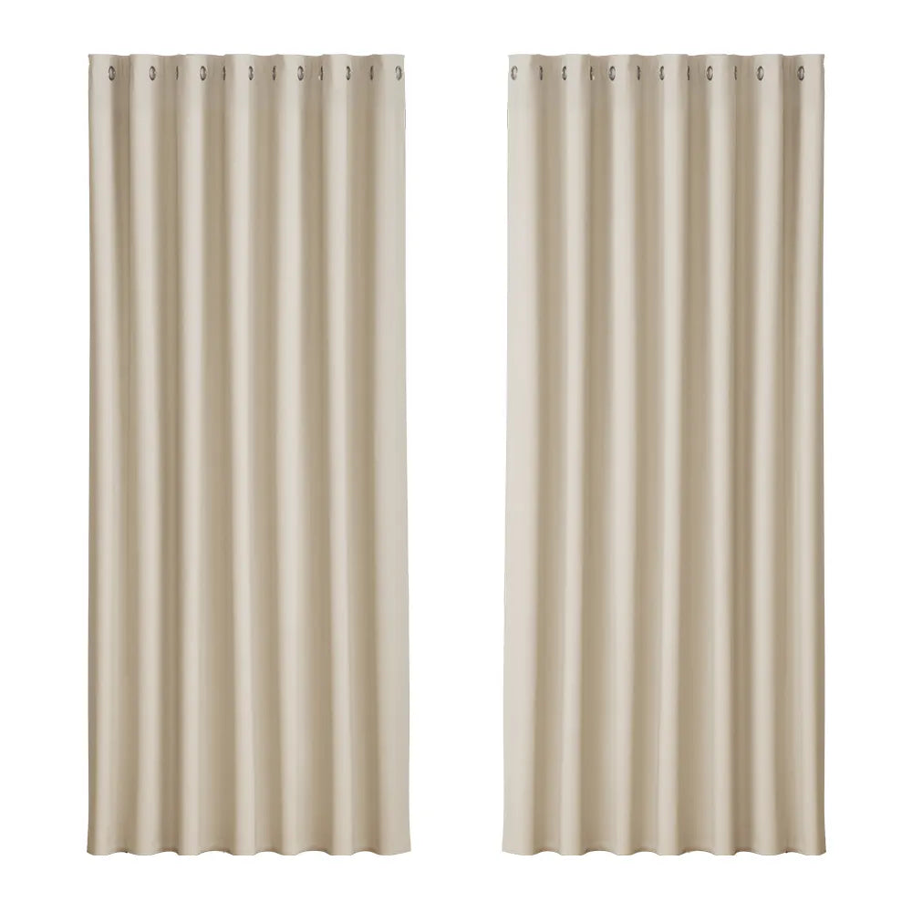 Artiss 2X Blockout Curtains Eyelet 240x230cm Beige