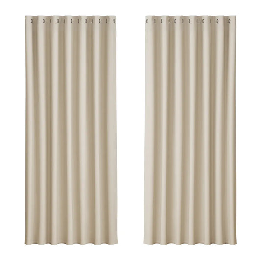 Artiss 2X Blockout Curtains Eyelet 240x230cm Beige