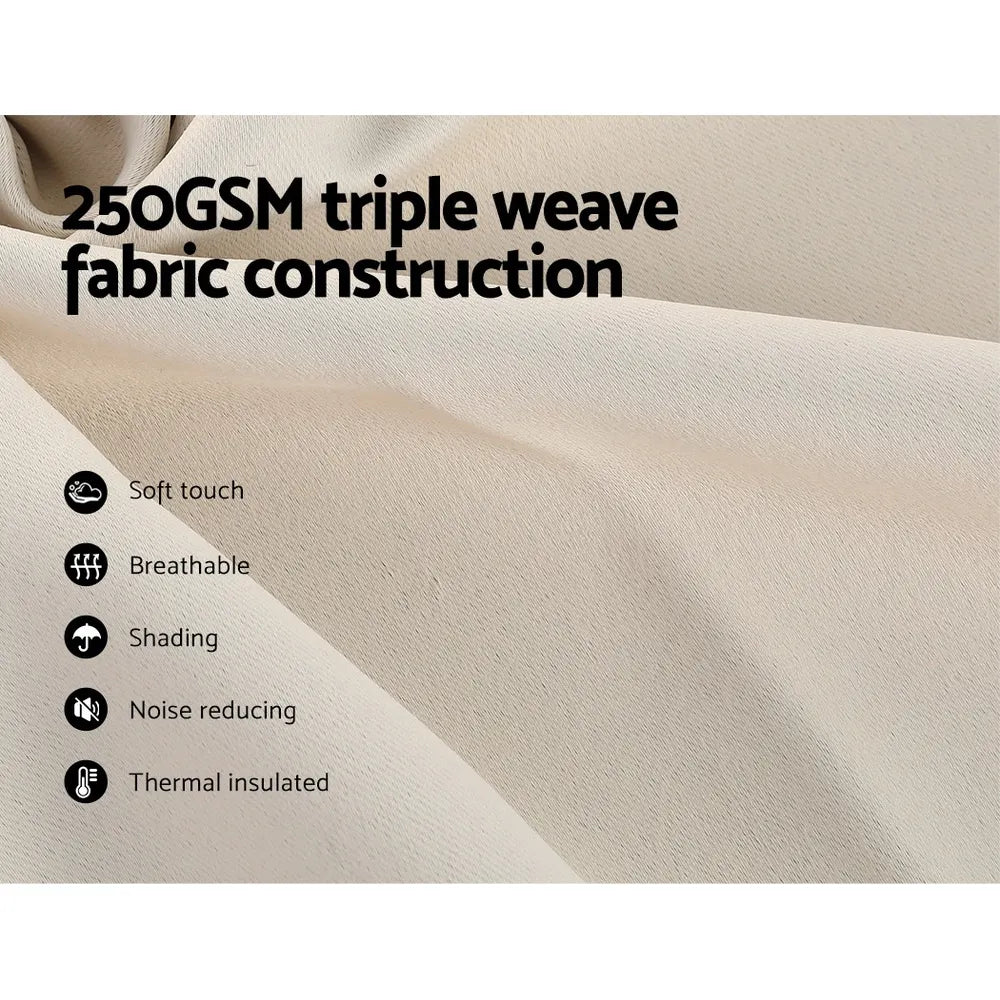 Artiss 2X Blockout Curtains Eyelet 240x230cm Beige - Image 5