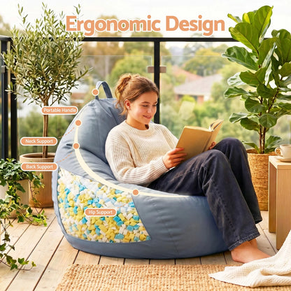 Artiss Outdoor Bean Bag Chair with Filler Splash-Proof Beanbag Sofa for Adults Teens Kids DIY Stuffable Bean Bag for Patio Poolside Relaxing, Grey - Image 5