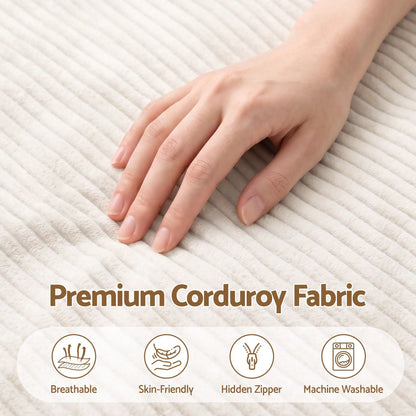 Artiss 3 in 1 Bean Bag Chair Cover (No Filler) Convertible Bean Bag for Adults, Corduroy Stuffed Animal Storage Bean Bag Cover Washable for Living Room Bedroom, Beige - Image 5