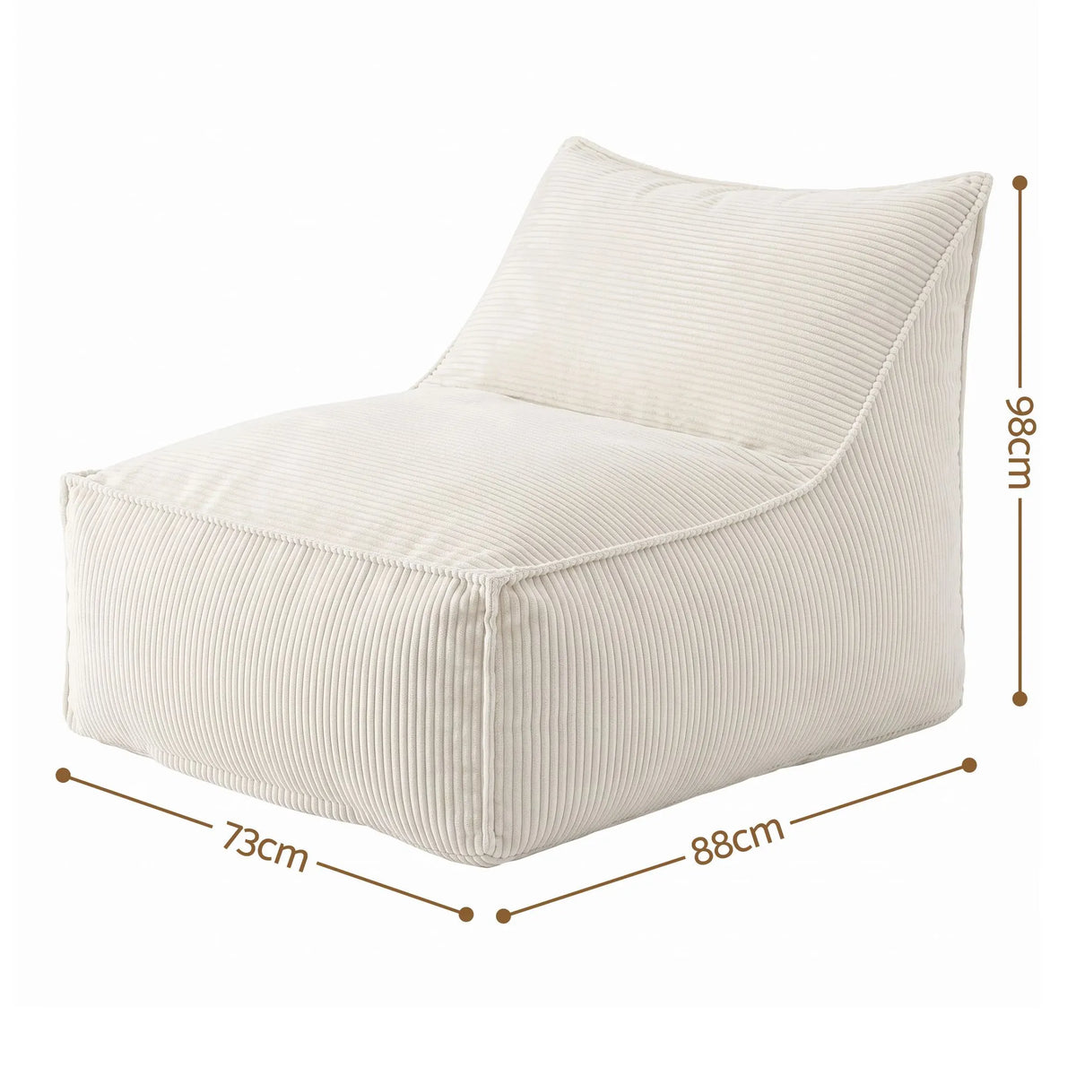 Artiss Bean Bag Chair Cover (No Filler) Soft Corduroy Stuffed Animal Storage Bean Bag Cover for Adults, Washable Lazy Sofa Cover for Living Room Bedroom, Beige - Image 3