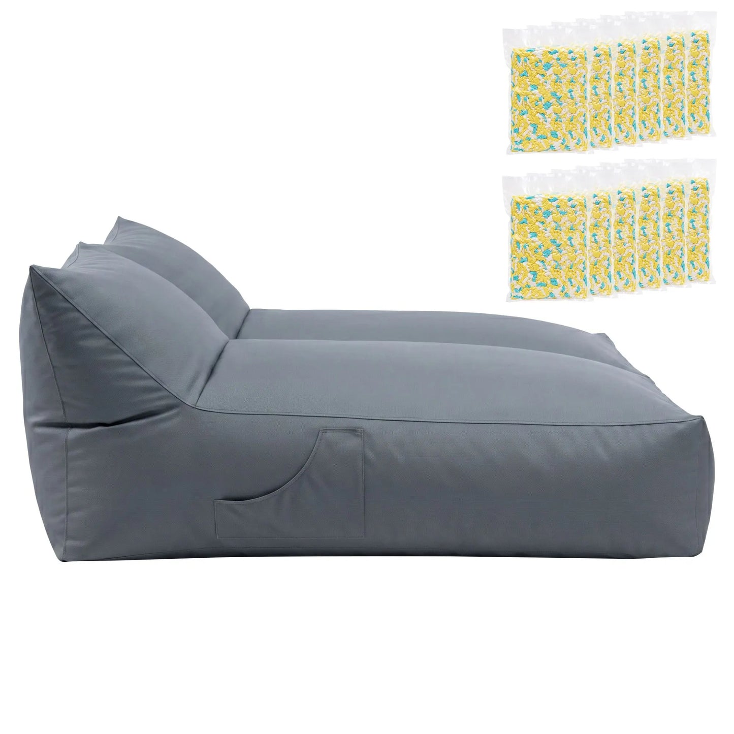 Artiss Outdoor Bean Bag Chair with Filler 2 Seater Beanbag Lounge Adults Splash-Proof Large Bean Bag Cover with Filling for Patio Poolside Relaxing Indoor, Grey - Image 3