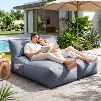 Artiss Outdoor Bean Bag Chair with Filler 2 Seater Beanbag Lounge Adults Splash-Proof Large Bean Bag Cover with Filling for Patio Poolside Relaxing Indoor, Grey - Image 8