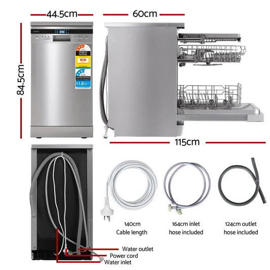Devanti 10 Place Settings Freestanding Dishwasher Silver - Image 2