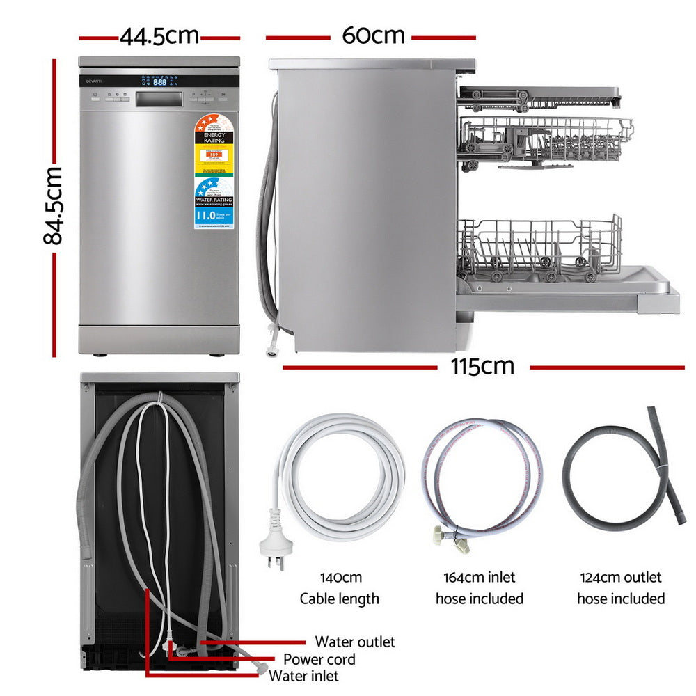 Devanti 10 Place Settings Freestanding Dishwasher Silver - Image 2
