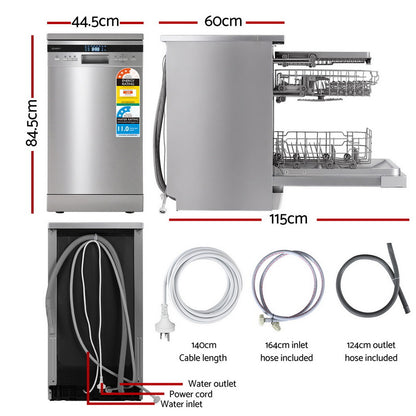 Devanti 10 Place Settings Freestanding Dishwasher Silver - Image 2