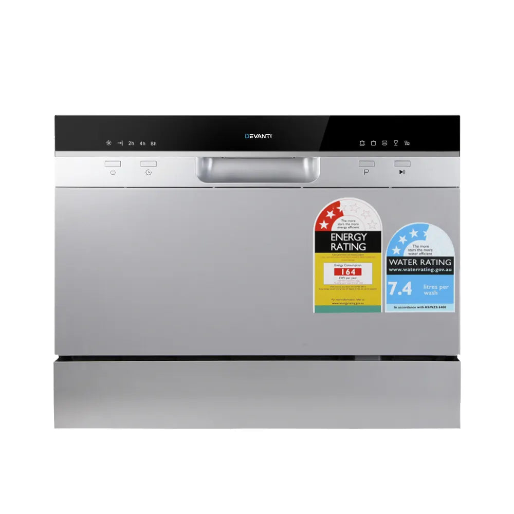 Devanti 6 Place Settings Benchtop Dishwasher Sliver - Image 8