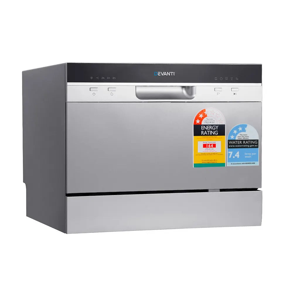 Devanti 6 Place Settings Benchtop Dishwasher Sliver - Image 3