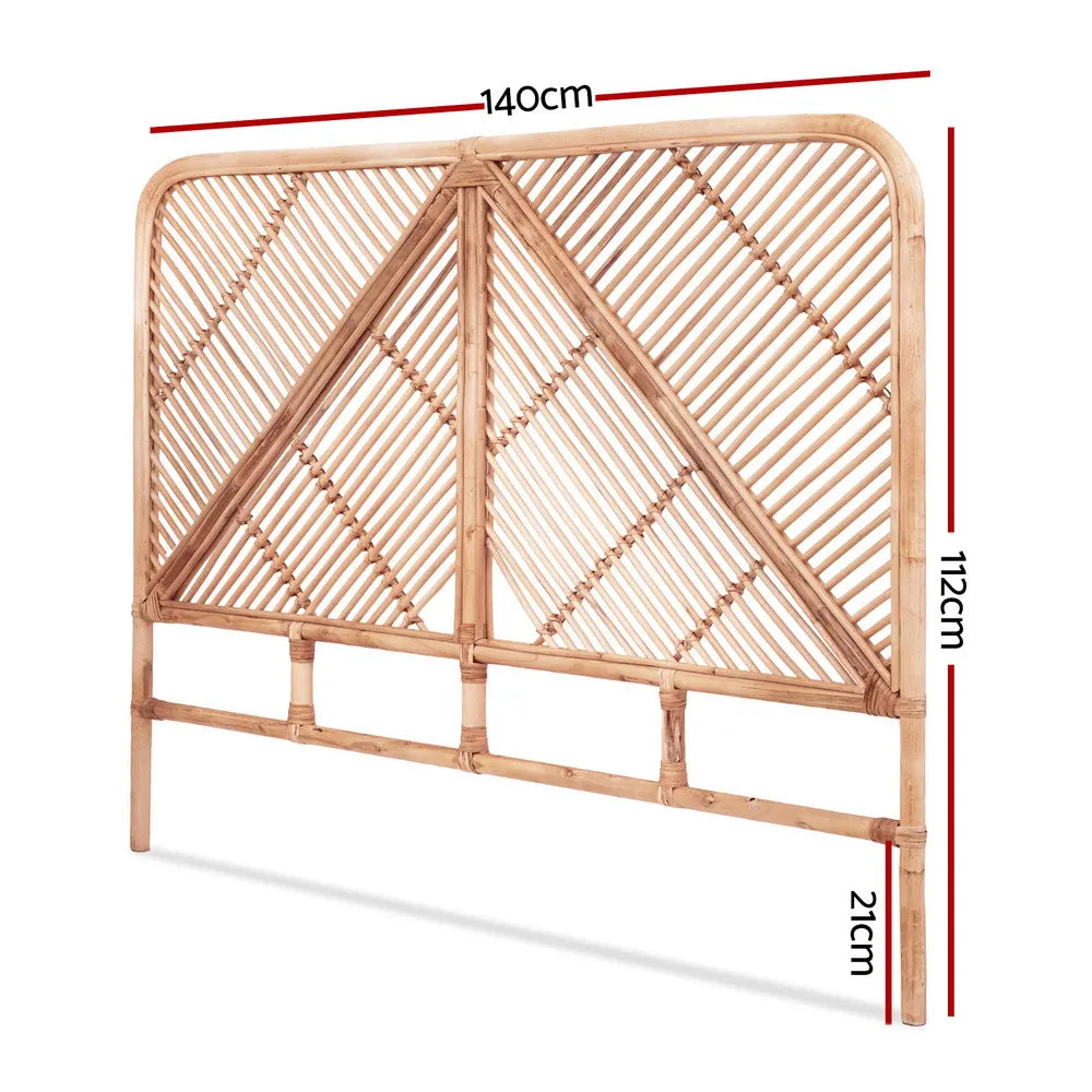 Artiss Bed Headboard Double Bedhead Rattan - FRED Pine - Image 3