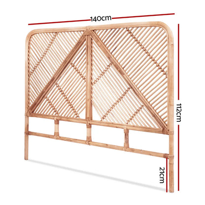 Artiss Bed Headboard Double Bedhead Rattan - FRED Pine - Image 3