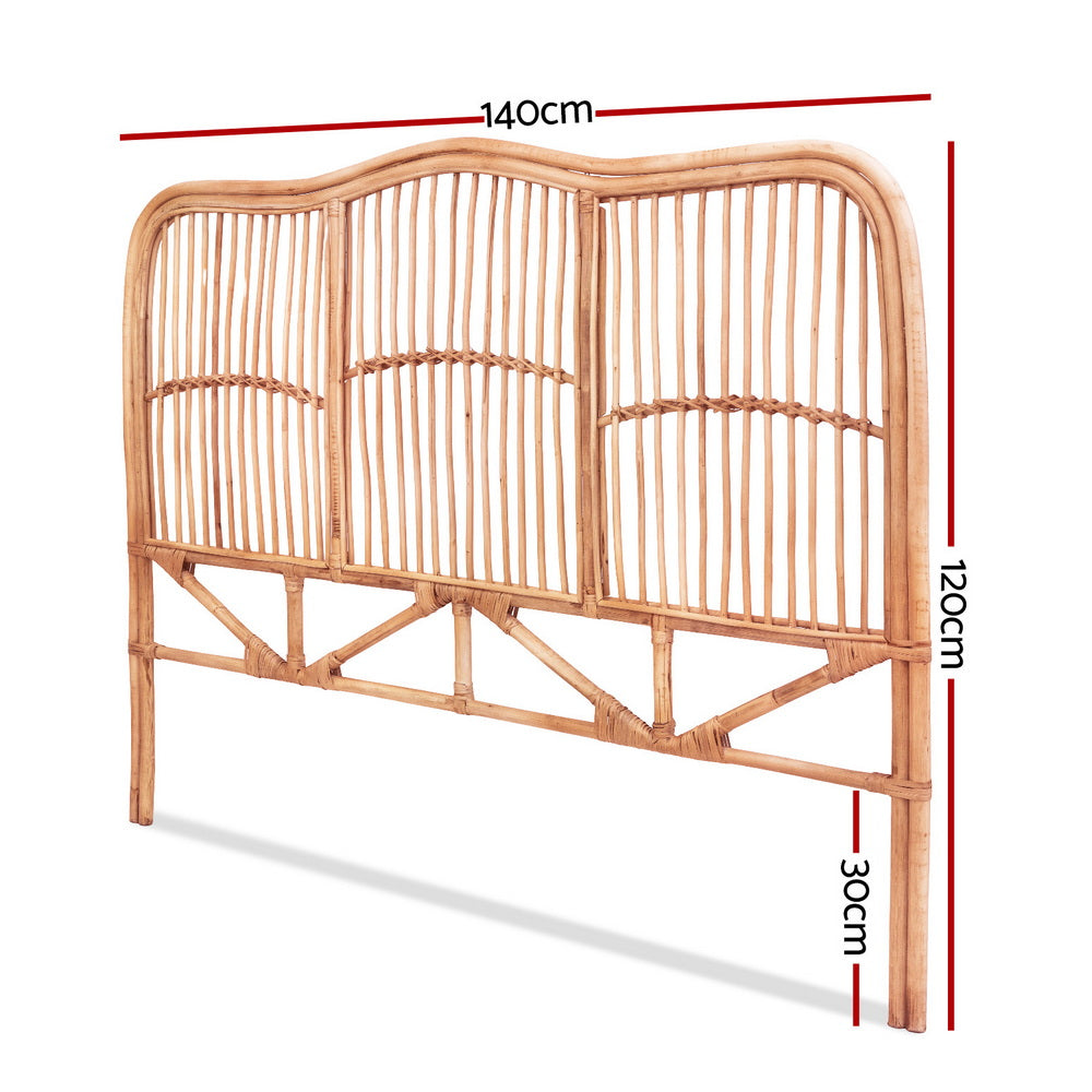 Artiss Bed Headboard Double Bedhead Rattan - NERO Pine - Image 2