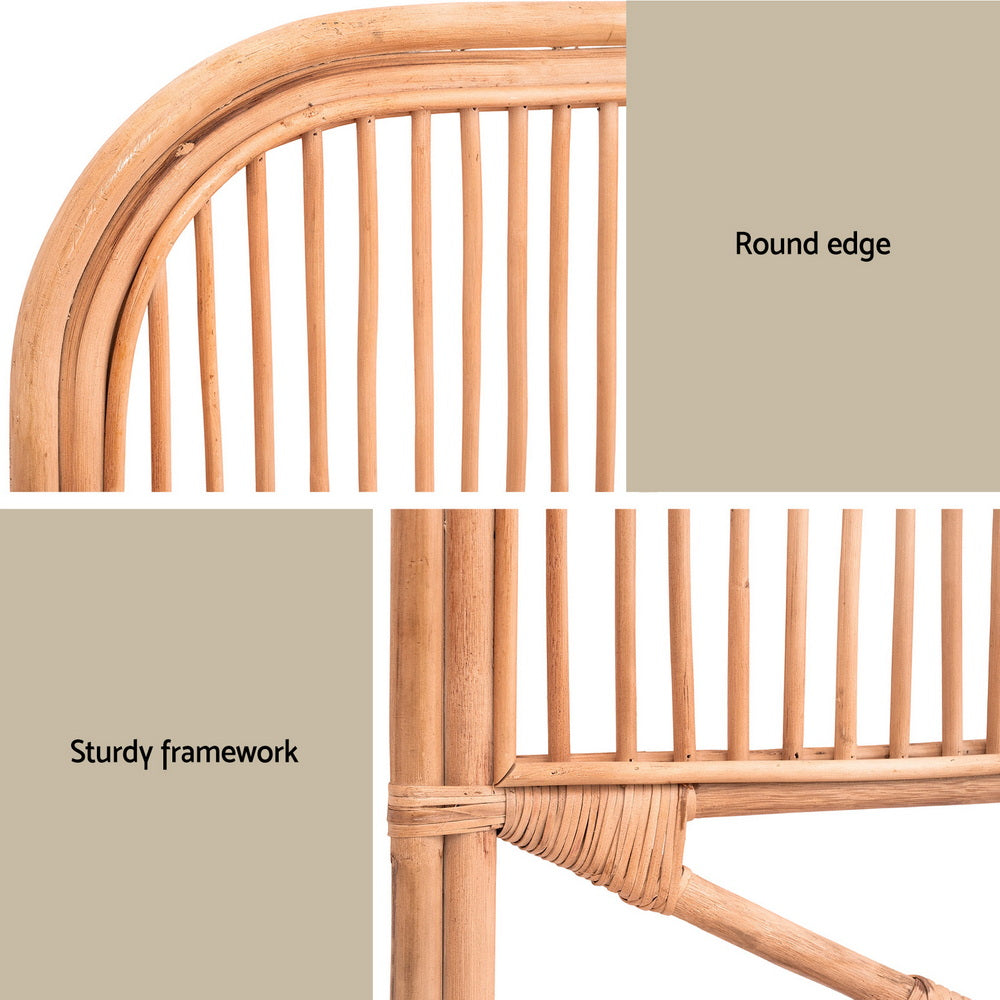 Artiss Bed Headboard Double Bedhead Rattan - NERO Pine - Image 6