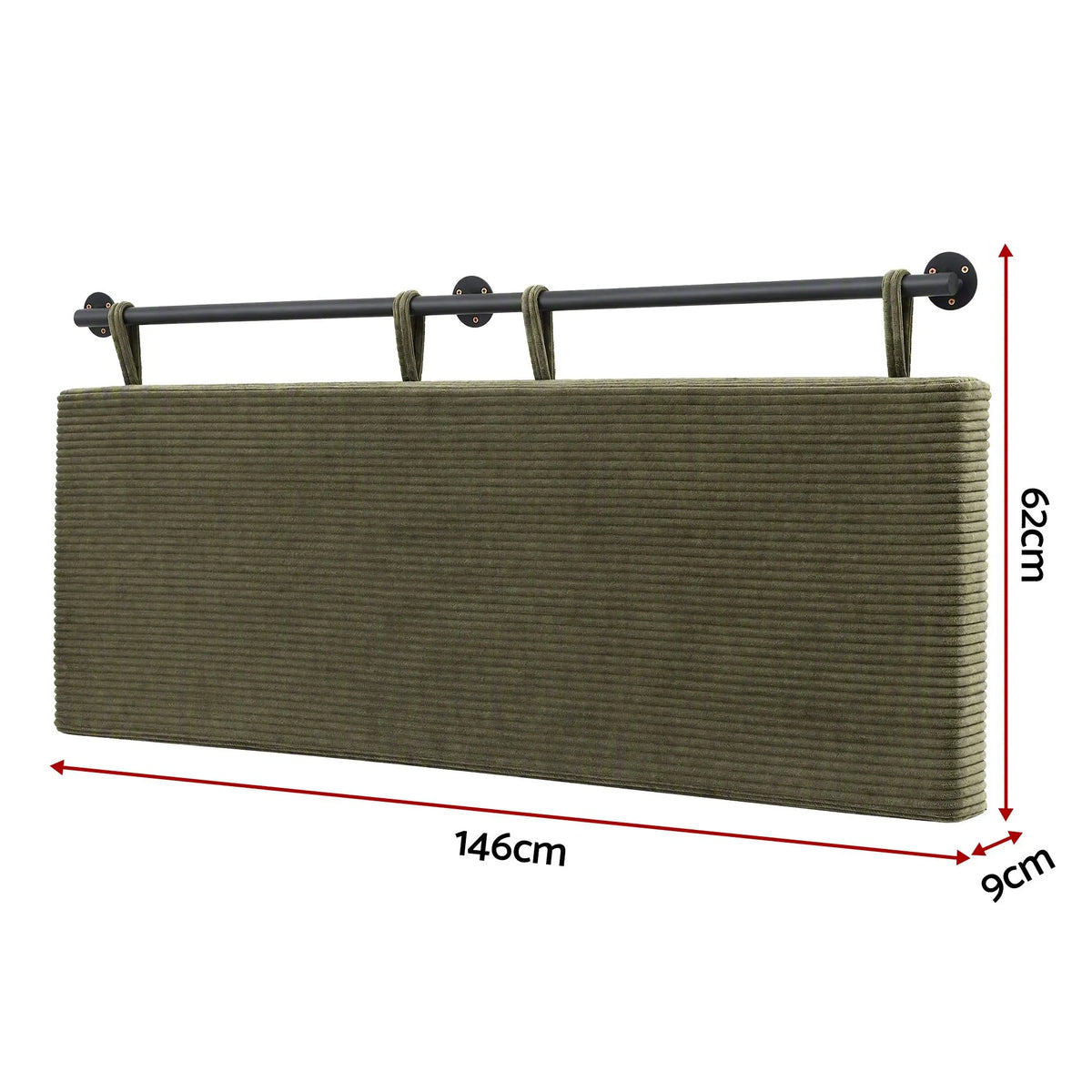 Artiss Wall Mounted Headboard Double Corduroy Upholstered Hanging Bed Head - Image 3