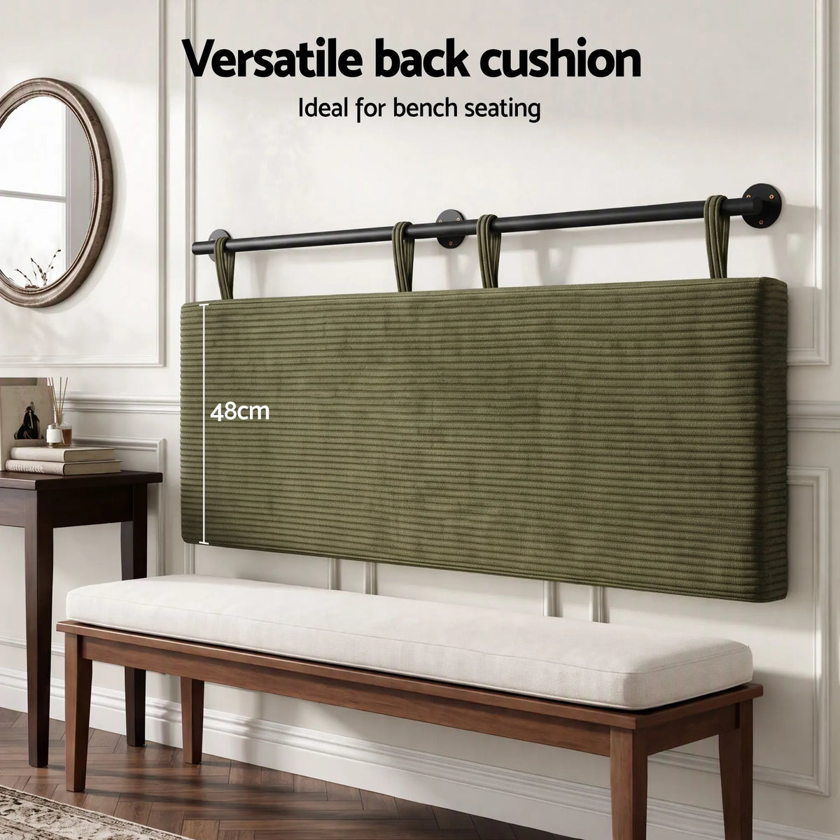 Artiss Wall Mounted Headboard Double Corduroy Upholstered Hanging Bed Head - Image 8