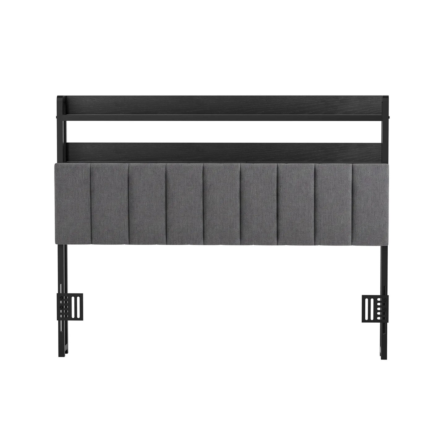 Artiss Double Headboard Charging Station Storage LED Light Grey Upholstered - Image 4