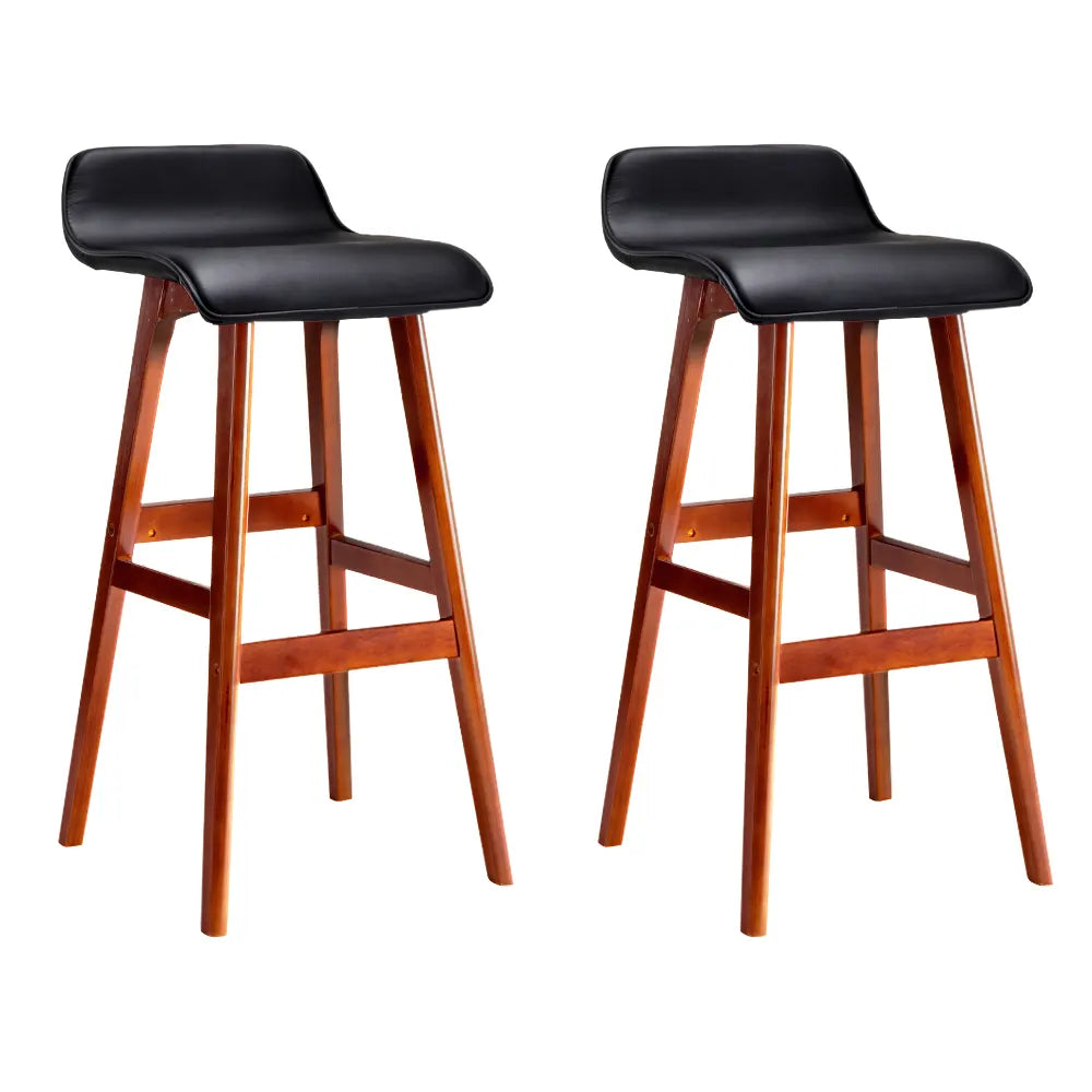 Artiss 2x Bar Stools Wooden Stool Black - Image 2
