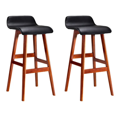 Artiss 2x Bar Stools Wooden Stool Black - Image 2