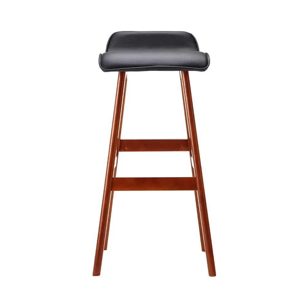 Artiss 2x Bar Stools Wooden Stool Black - Image 4