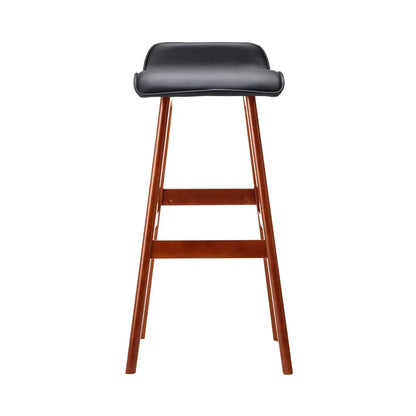 Artiss 2x Bar Stools Wooden Stool Black - Image 4
