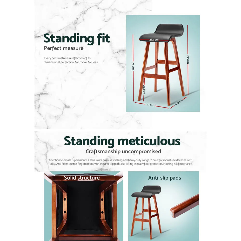 Artiss 2x Bar Stools Wooden Stool Black - Image 7