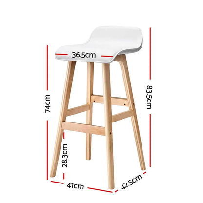 Artiss 2x Bar Stools Wooden Stool White - Image 2