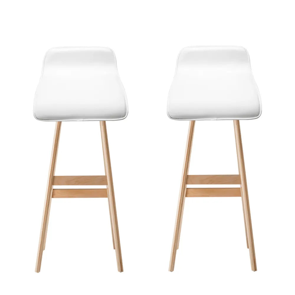 Artiss 2x Bar Stools Wooden Stool White - Image 3