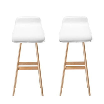 Artiss 2x Bar Stools Wooden Stool White - Image 3