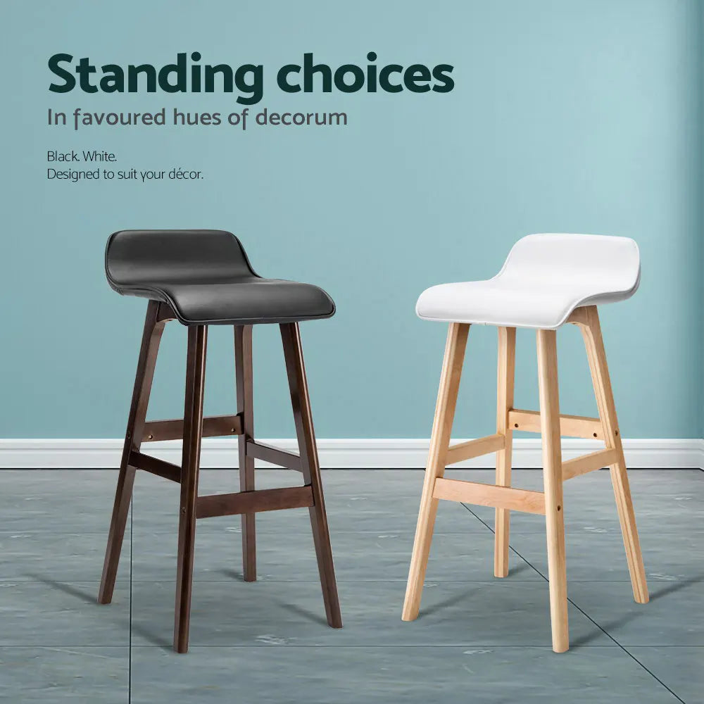 Artiss 2x Bar Stools Wooden Stool White - Image 6
