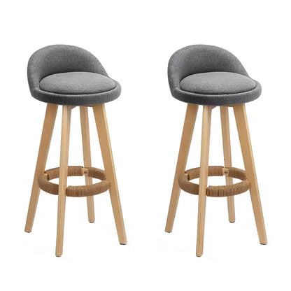 Artiss 2x Bar Stools Padded Linen Wooden Grey - Image 8