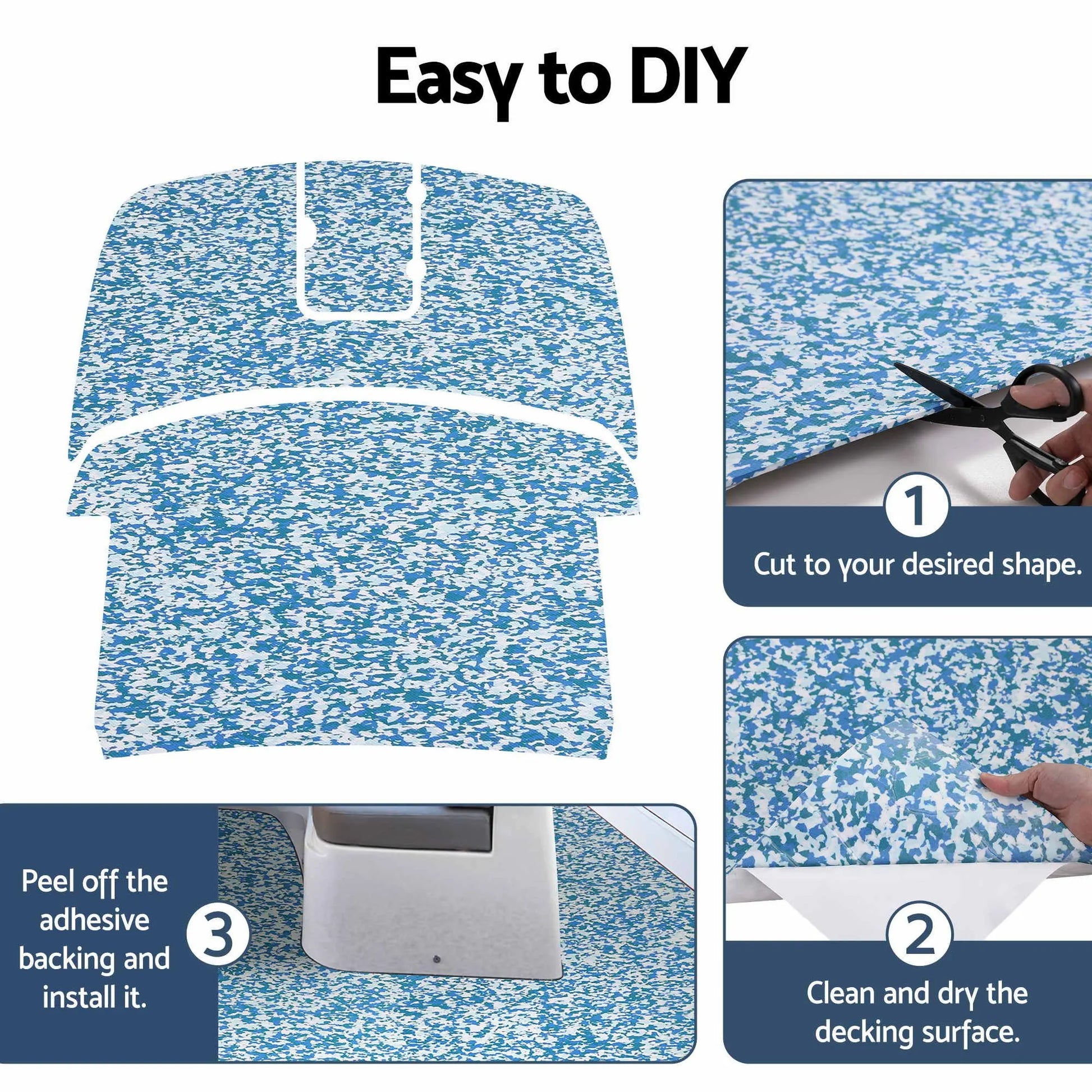 Seamanship Boat Flooring, EVA Foam Decking Mat, 240x90cm, Blue Camo - Image 6