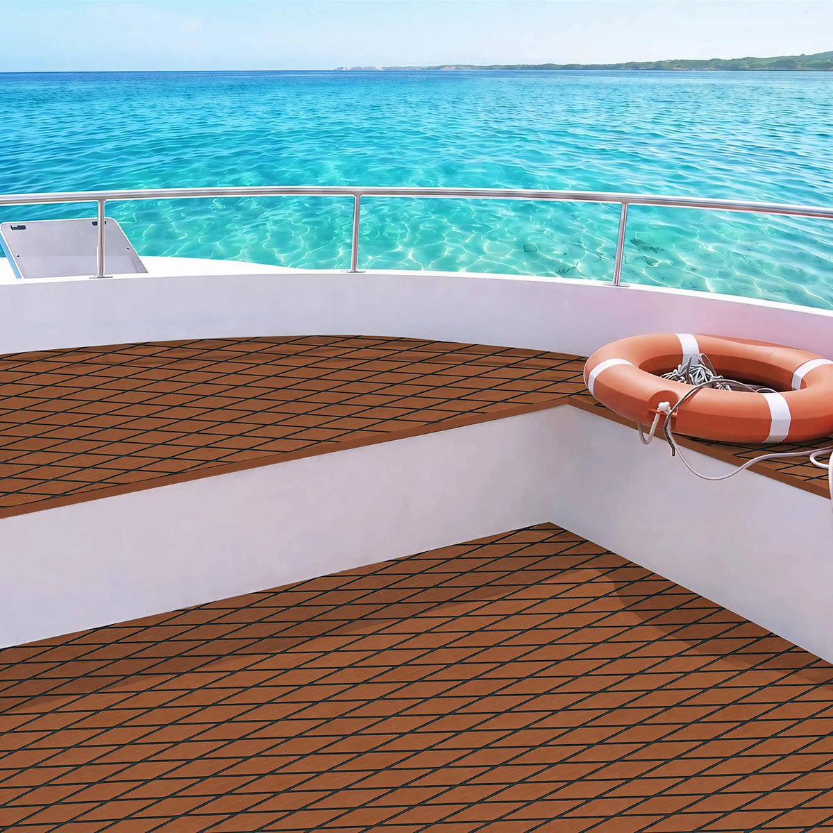 Seamanship EVA Foam Boat Flooring Decking Mat 240x90cm 6mm Diamond Brown