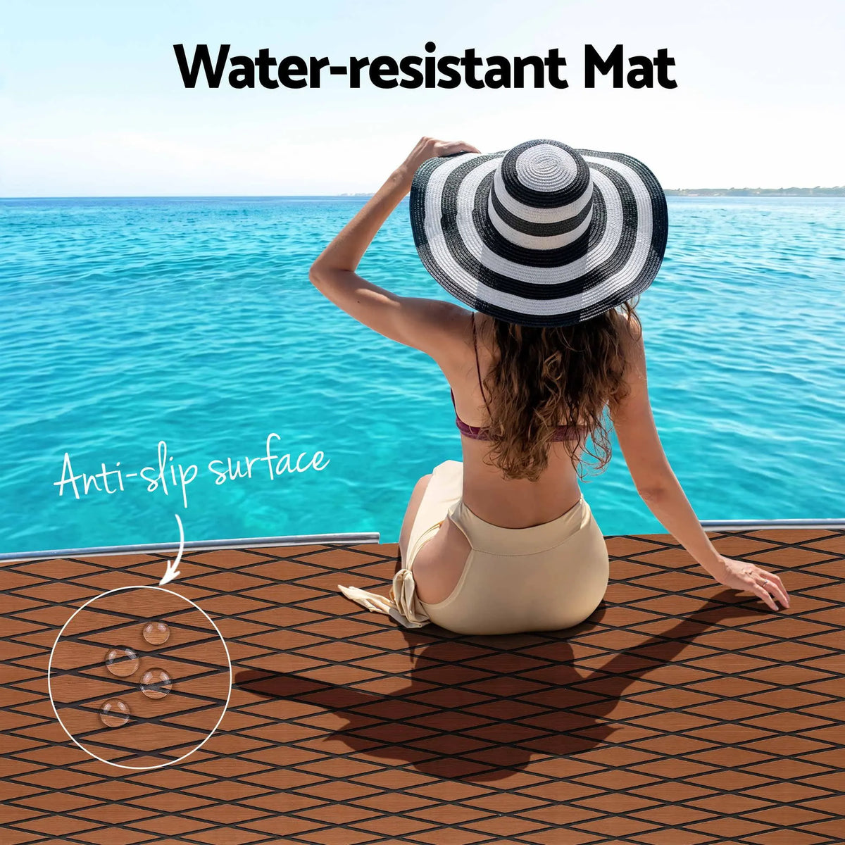 Seamanship EVA Foam Boat Flooring Decking Mat 240x90cm 6mm Diamond Brown - Image 4