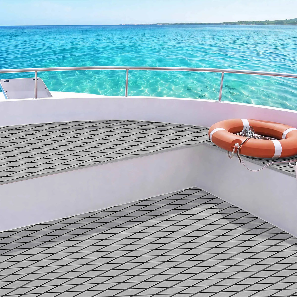 Seamanship EVA Foam Boat Flooring Deck Mat 240x90cm 6mm Diamond Light Grey