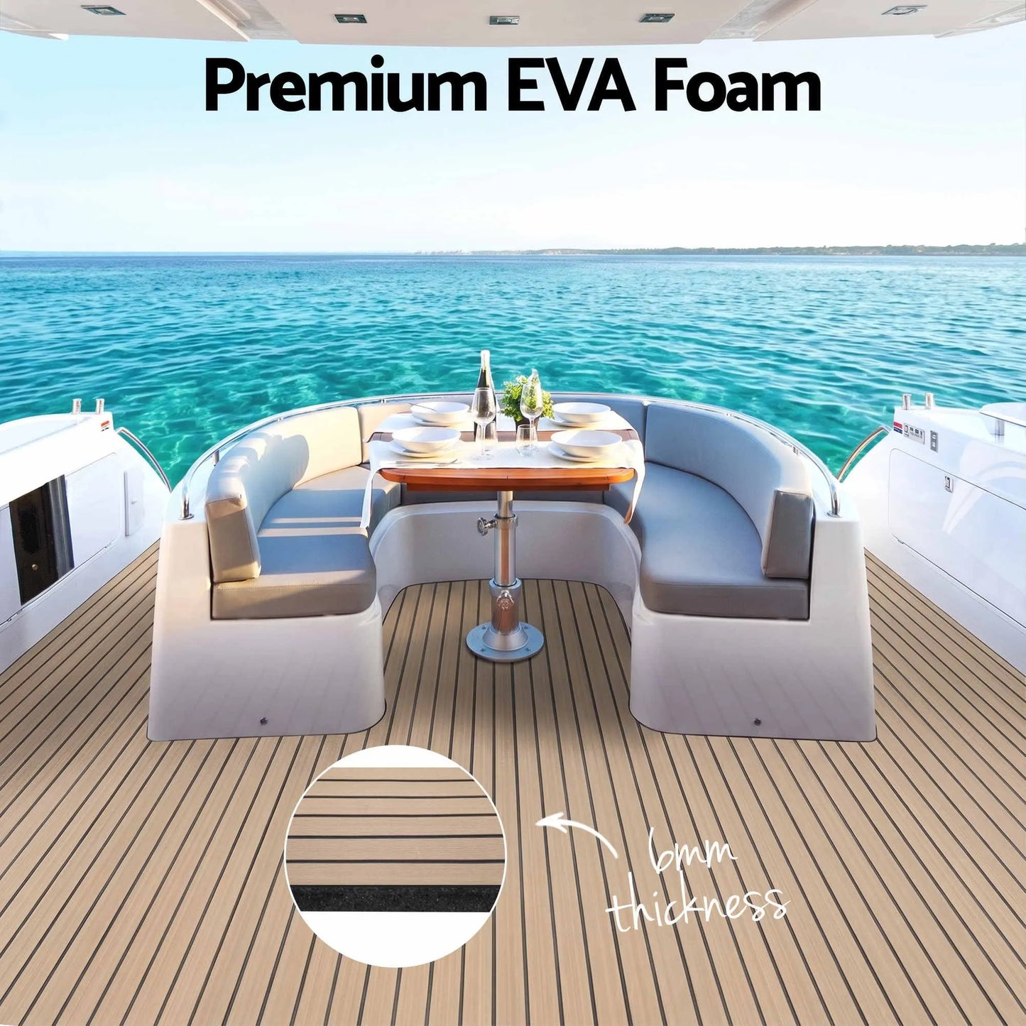 Seamanship Boat Flooring, EVA Foam Decking Mat, 240x90cm, Taupe - Image 4
