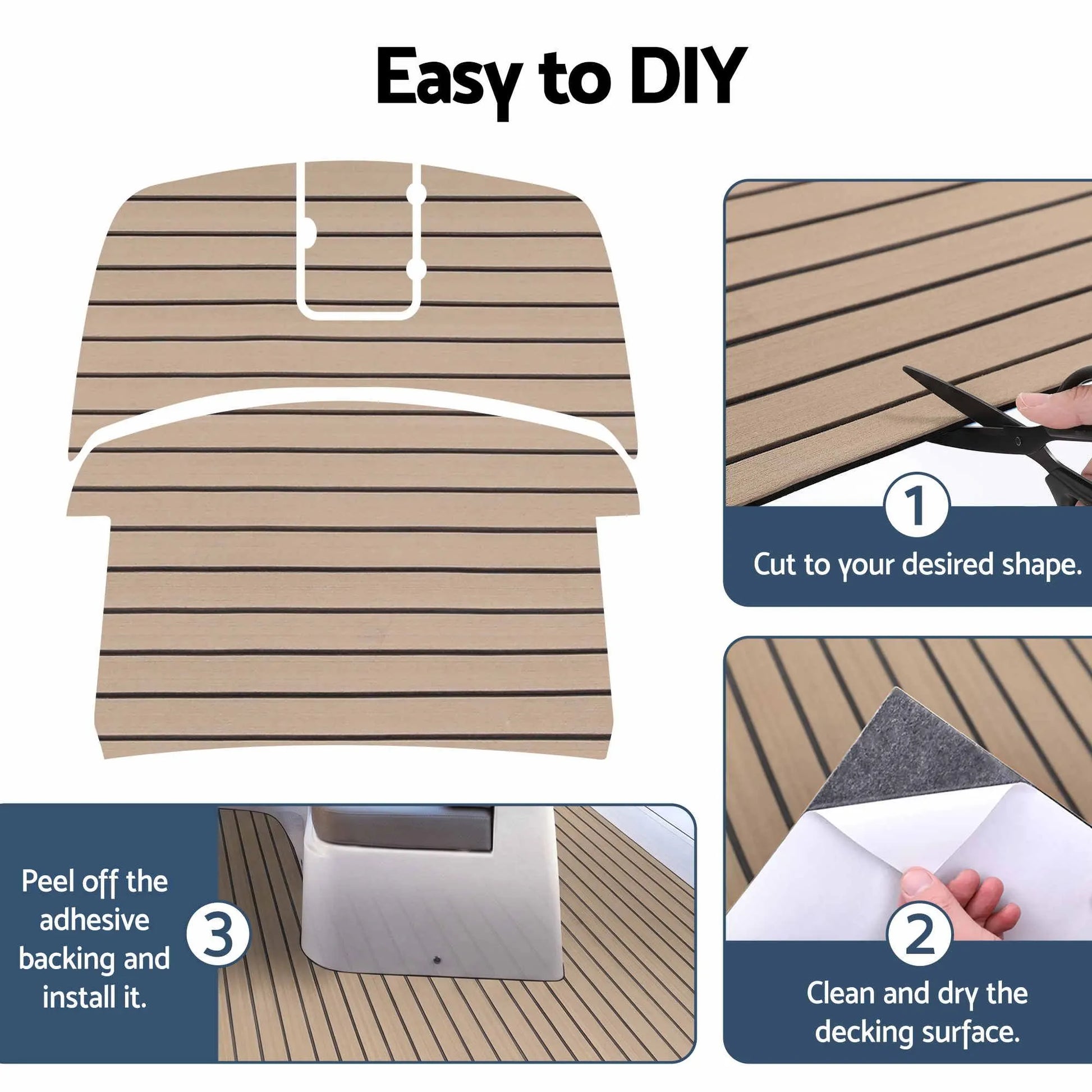 Seamanship Boat Flooring, EVA Foam Decking Mat, 240x90cm, Taupe - Image 6