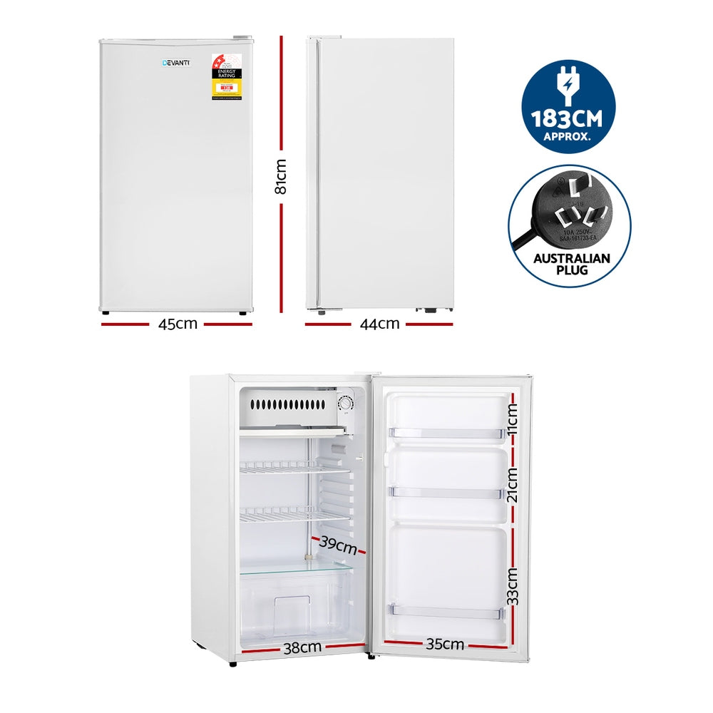 Devanti 95L Bar Fridge White - Image 2