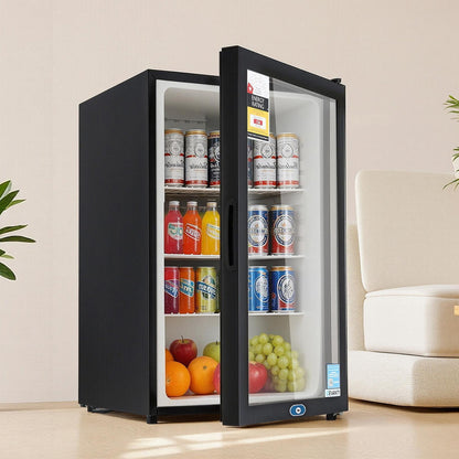 Devanti 105L Bar Fridge Glass Door Mini Fridge Countertop Cooler Black - Image 7