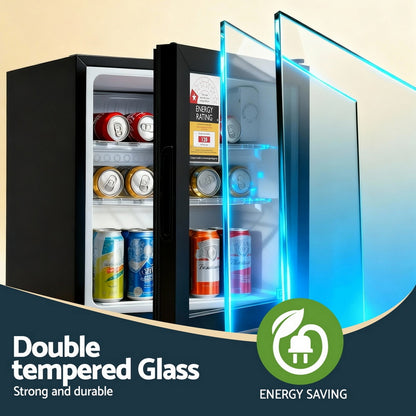 Devanti 40L Bar Fridge Glass Door Mini Fridge Countertop Cooler Black - Image 5