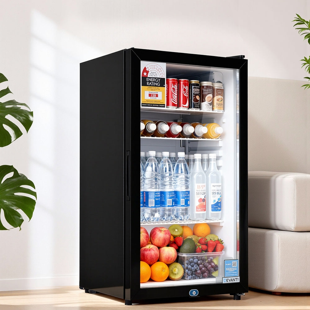 Devanti 78L Bar Fridge Glass Door Mini Fridge Countertop Cooler Black - Image 7