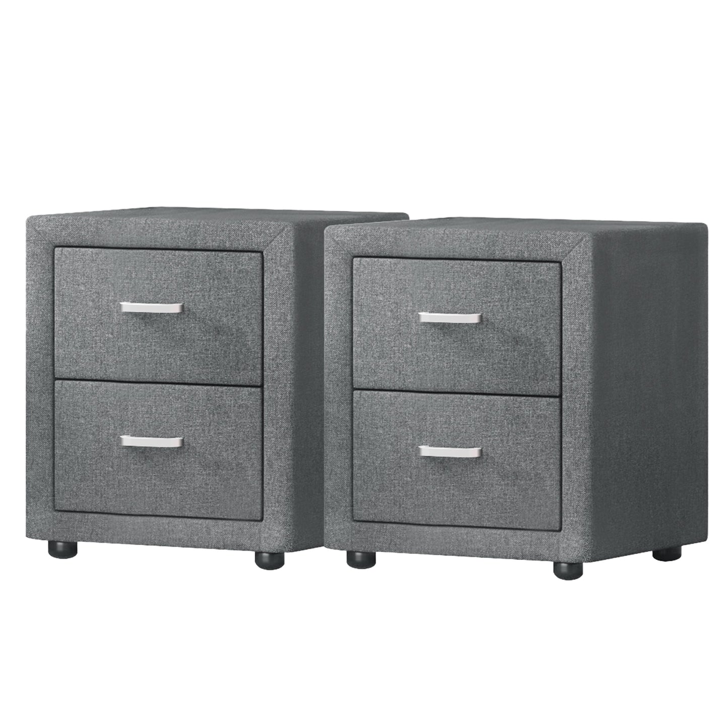 Artiss 2X Bedside Table 2 Drawers Side Table Fabric - CADEN Grey - Image 7