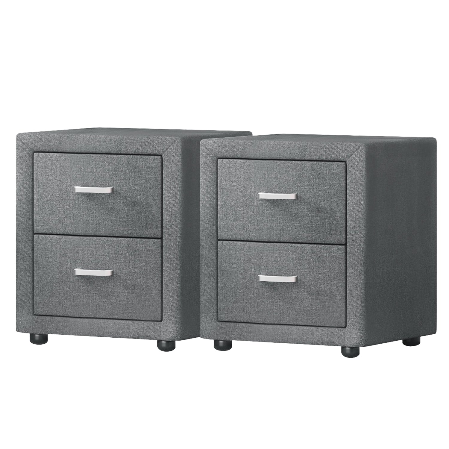 Artiss 2X Bedside Table 2 Drawers Side Table Fabric - CADEN Grey - Image 7