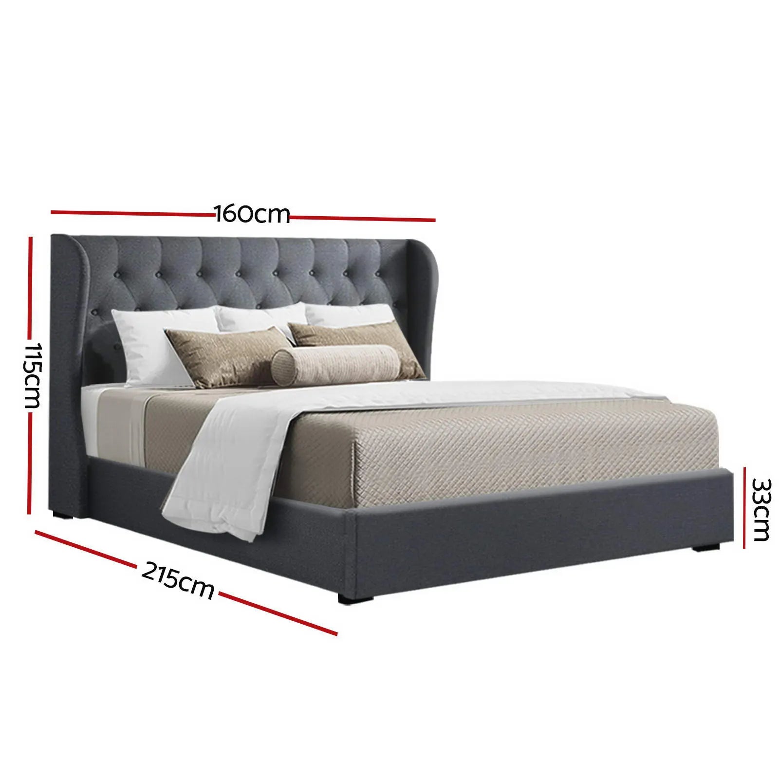 Artiss Bed Frame Queen Size Gas Lift Charcoal ISSA - Image 3